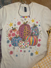 Load image into Gallery viewer, Fall Pumpkins Bling Graphic Tee With Leopard And Flowers
