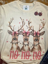 Load image into Gallery viewer, Ho Ho Ho Reindeer Bling Tee
