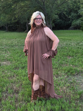 Load image into Gallery viewer, Spring High-Low Halter Maxi Dress-Brown
