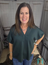 Load image into Gallery viewer, Dolman Sleeve V-Neck Top-Forest Green
