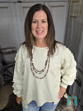 Load image into Gallery viewer, Oatmeal Frayed Lightweight Sweatshirt
