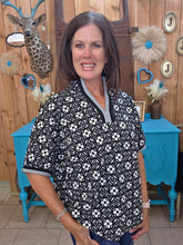 Load image into Gallery viewer, Umgee Black &amp; Ivory Blossom Top
