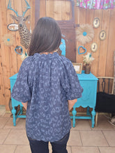 Load image into Gallery viewer, Umgee Scalloped V-Neck Short Sleeved Top-Indigo
