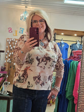 Load image into Gallery viewer, Italian Made Cowboy &amp; Leopard Sweater-One Size (Tan) LS

