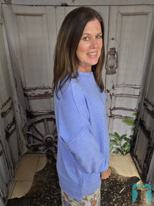 Brushed Crew Neck Sweater-Cornflower Blue