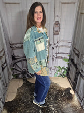 Load image into Gallery viewer, Sage Flannel Patchwork And Corduroy Shacket
