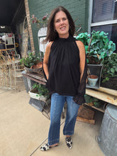 Load image into Gallery viewer, Chiffon Cold Shoulder High-Low Top-Black
