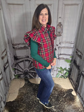 Load image into Gallery viewer, Plaid Ruffled Puffer Vest
