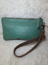 Load image into Gallery viewer, Empire Green Studded Wash Leather Pouch
