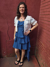 Load image into Gallery viewer, Denim Off The Shoulder Ruffled Hi-Low Dress
