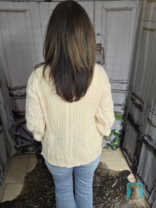 Oatmeal Sweater With Bow Tie