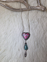 Load image into Gallery viewer, Western Hand Stone Heart Necklace With Turquoise Charm
