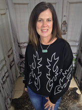 Load image into Gallery viewer, Western Bootstitch Embroidered Sweatshirt-Black
