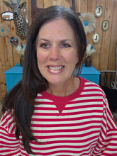 Load image into Gallery viewer, Oversized Stripe Casual Knit Top- Red/Cream
