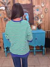 Load image into Gallery viewer, Oversized Stripe Casual Knit Top- Kelly Green/Cream
