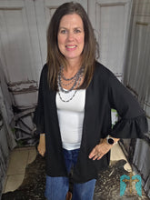 Load image into Gallery viewer, Black Ruffle Sleeve Kimono
