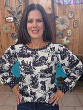 Load image into Gallery viewer, Rodeo Dotty Top With Horses
