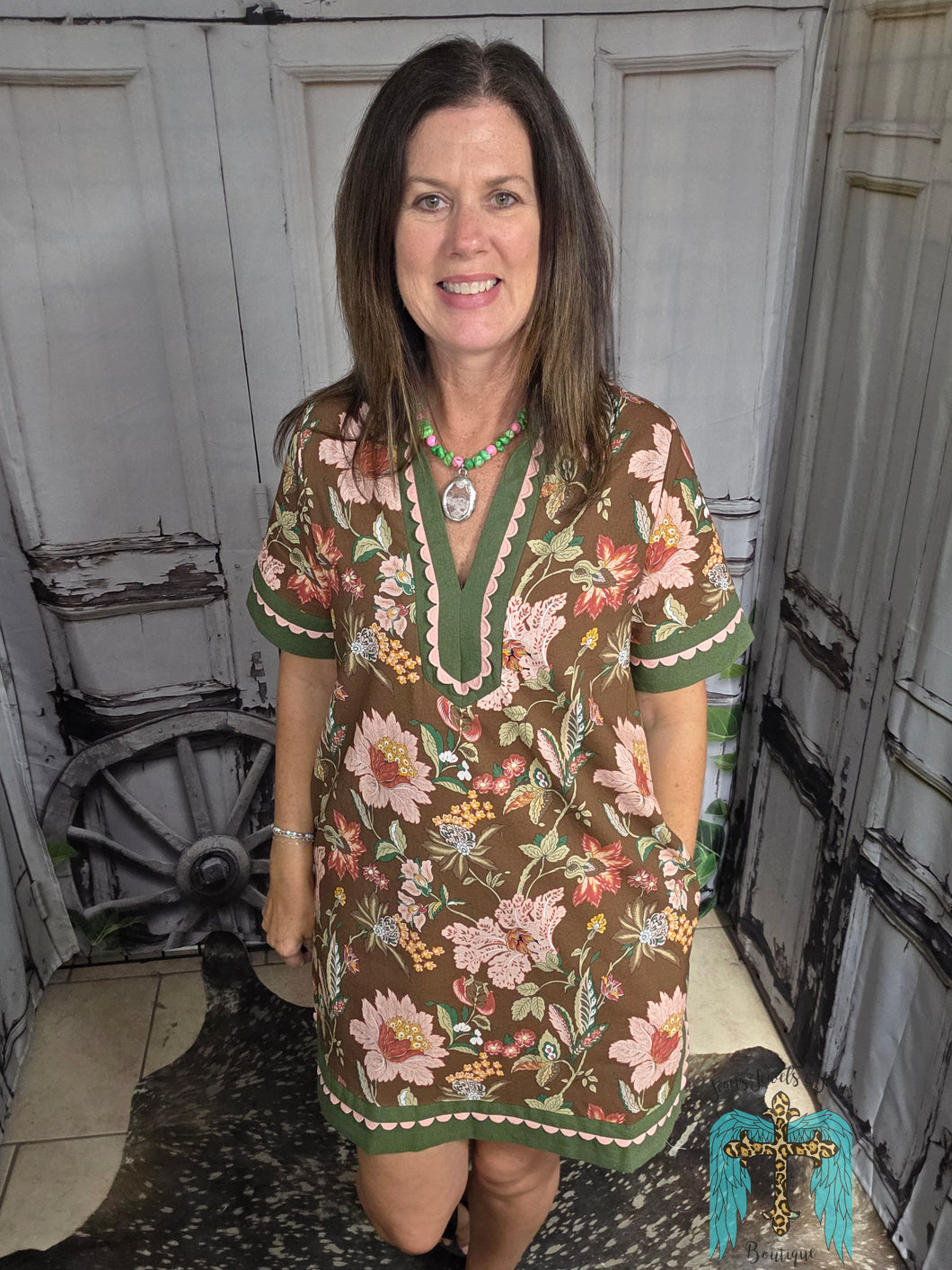 Floral Scalloped Border Dress