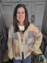 Load image into Gallery viewer, Patchwork Banded Drop Shoulder Cardigan
