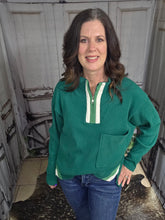 Load image into Gallery viewer, Ribbed Long-Sleeved Top-Green
