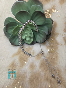 Silver Adjustable Bead Bracelet