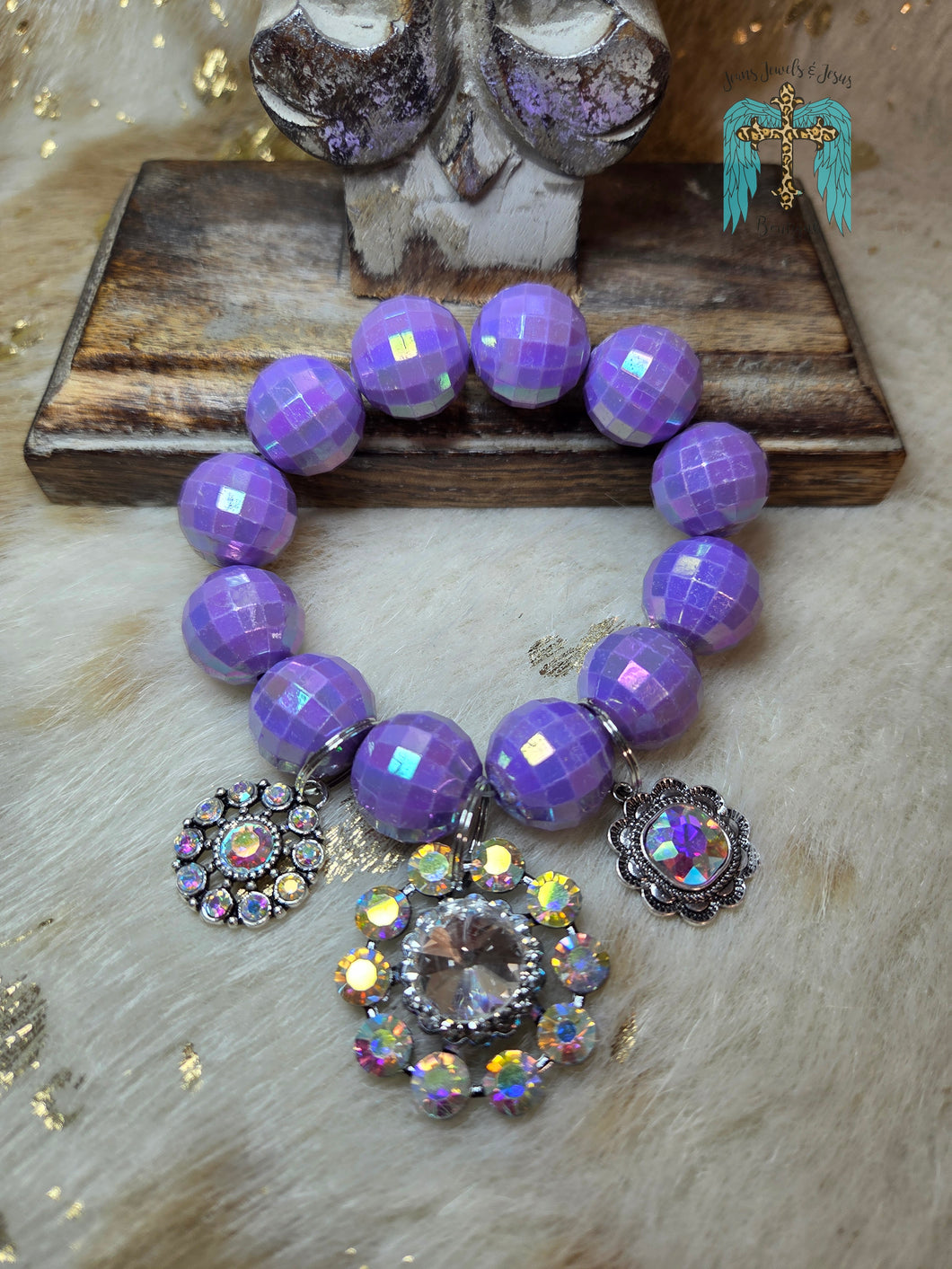 Chunky Beaded Charm Bracelet