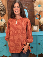 Load image into Gallery viewer, Umgee Desert Bloom Terracotta Blouse
