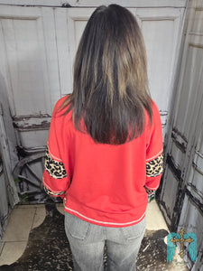 French Terry Mix And Match Top With Leopard Print