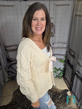 Load image into Gallery viewer, Oatmeal Sweater With Bow Tie
