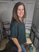 Load image into Gallery viewer, Dolman Sleeve V-Neck Top-Forest Green
