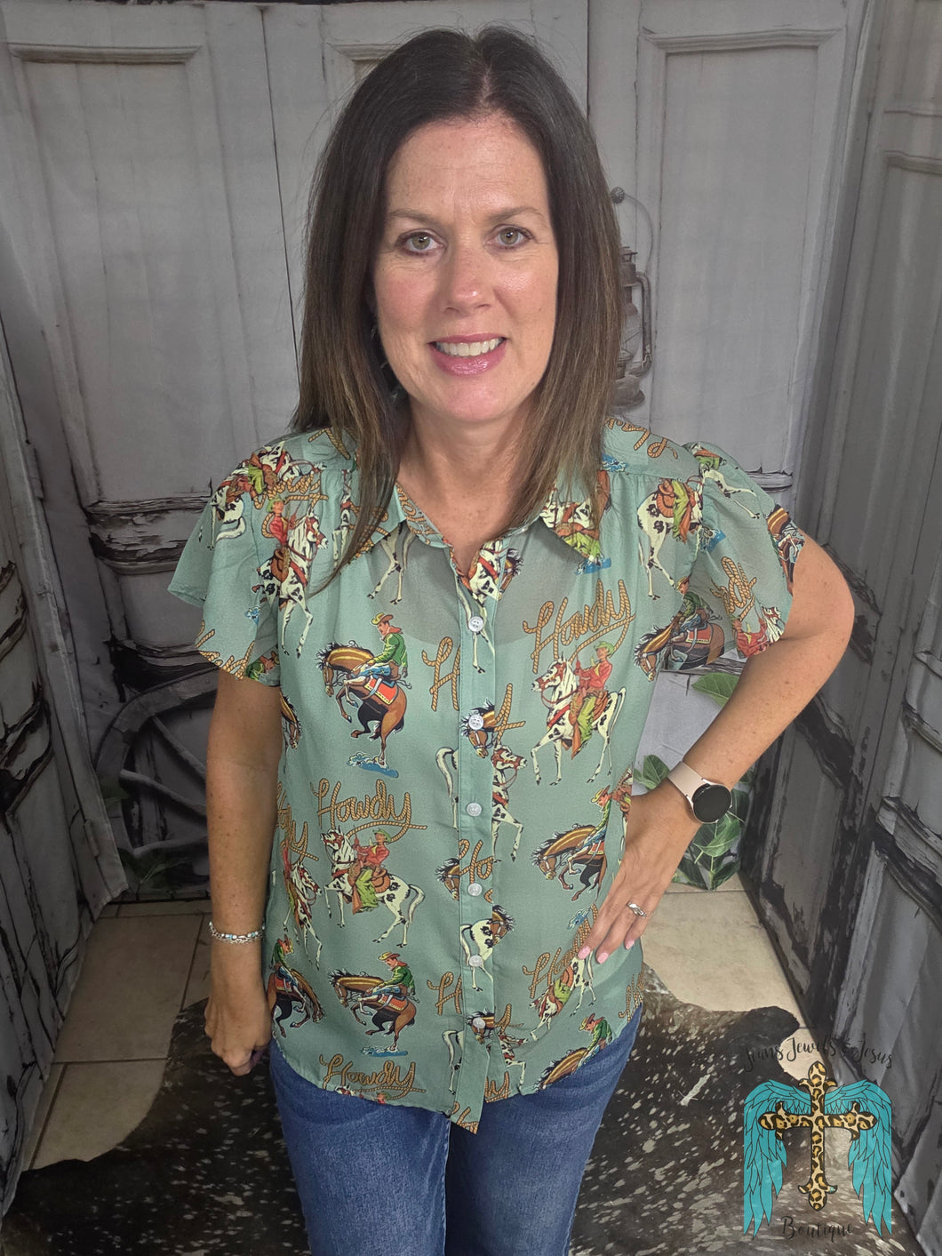 Howdy Flutter Sleeve Blouse