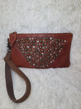 Load image into Gallery viewer, Nova Point Studded Wash Leather Pouch-Bronze
