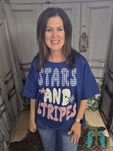 Load image into Gallery viewer, Mix And Match Stars And Stripes Patchwork Short Sleeve Top
