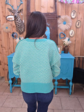 Load image into Gallery viewer, Geometric Check Sweater-Sea Foam
