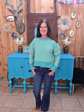 Load image into Gallery viewer, Geometric Check Sweater-Sea Foam
