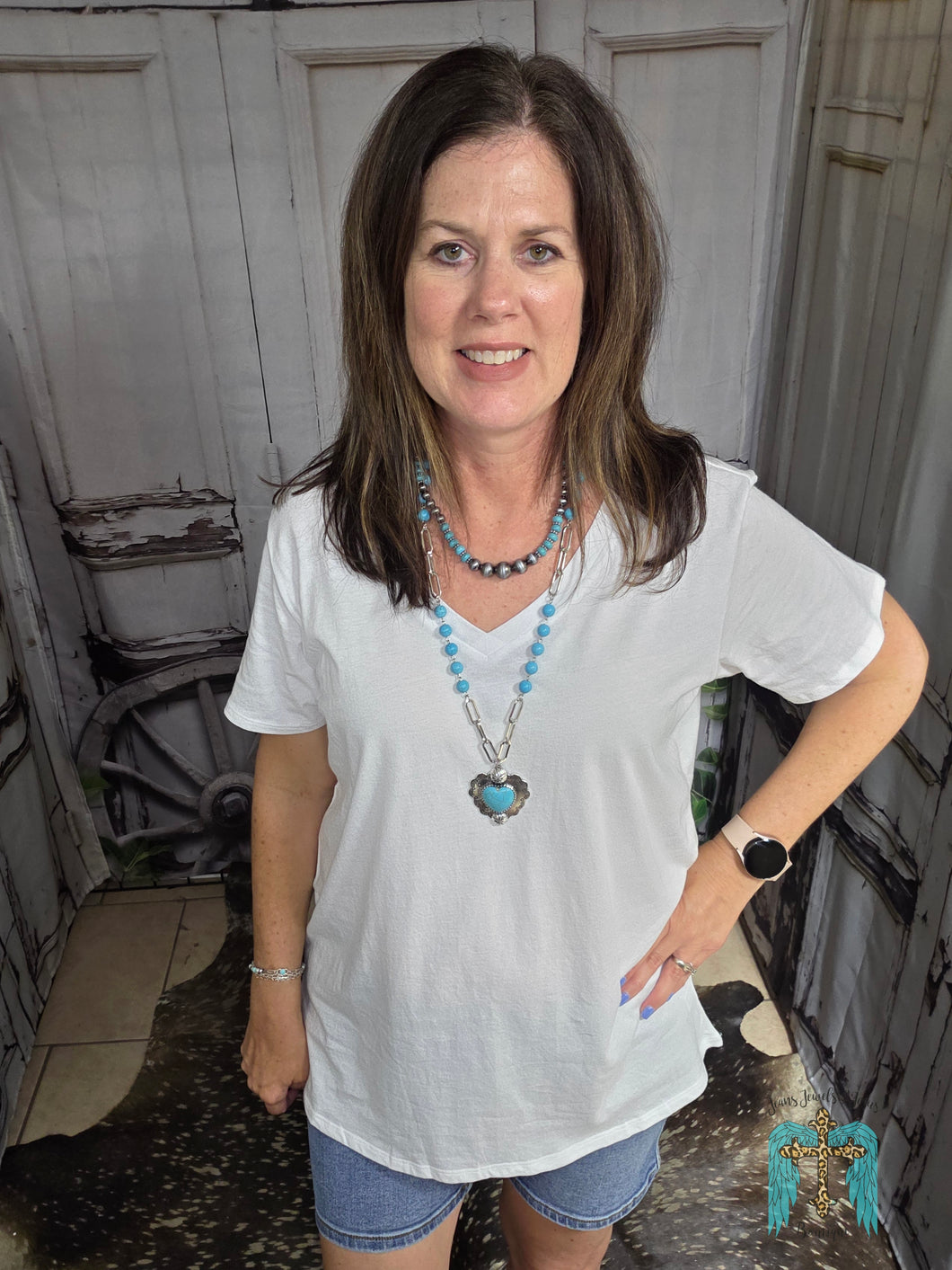 Boyfriend V Neck Tee-White