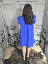 Load image into Gallery viewer, Ruffled Cap Sleeve Mid-Length Dress-Royal Blue - Jeans Jewels and Jesus Boutique
