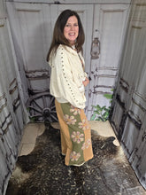Load image into Gallery viewer, Rust Flower Patchwork Terry Knit Pant - Jeans Jewels and Jesus Boutique
