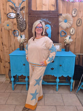 Load image into Gallery viewer, Sage &amp; Fig Stardust Tan with Turquoise Star Lounge Set - Jeans Jewels and Jesus Boutique
