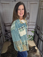 Load image into Gallery viewer, Sage Flannel Patchwork And Corduroy Shacket - Jeans Jewels and Jesus Boutique
