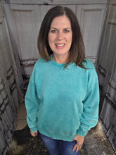Load image into Gallery viewer, Solid Sweatshirt-Turquoise - Jeans Jewels and Jesus Boutique
