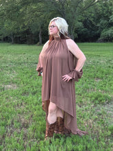 Load image into Gallery viewer, Spring High-Low Halter Maxi Dress-Brown - Jeans Jewels and Jesus Boutique

