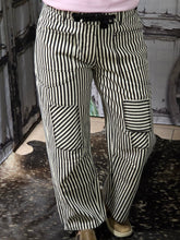 Load image into Gallery viewer, Striped Twill Barrel Jeans-Black - Jeans Jewels and Jesus Boutique
