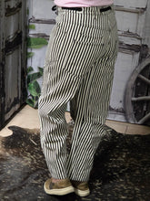 Load image into Gallery viewer, Striped Twill Barrel Jeans-Black - Jeans Jewels and Jesus Boutique
