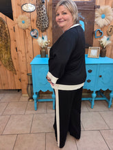 Load image into Gallery viewer, Umgee Black Ivory Matching Set – Wide Leg Pants &amp; 3/4 Sleeve Top - Jeans Jewels and Jesus Boutique
