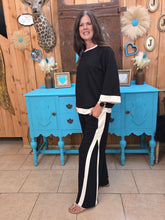 Load image into Gallery viewer, Umgee Black Ivory Matching Set – Wide Leg Pants &amp; 3/4 Sleeve Top - Jeans Jewels and Jesus Boutique

