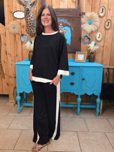 Load image into Gallery viewer, Umgee Black Ivory Matching Set – Wide Leg Pants &amp; 3/4 Sleeve Top - Jeans Jewels and Jesus Boutique
