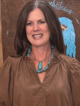 Load image into Gallery viewer, Umgee Brown Corduroy Ruffle Neck Dress - Jeans Jewels and Jesus Boutique
