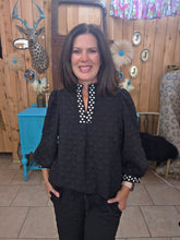 Load image into Gallery viewer, Umgee High Neck Top With Polka Dot Band/Trim - Jeans Jewels and Jesus Boutique
