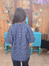 Load image into Gallery viewer, Umgee Scalloped V-Neck Short Sleeved Top-Indigo - Jeans Jewels and Jesus Boutique

